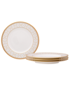 Noritake Noble Pearl Set Of 4 Bread Butter/appetizer Plates, 6-1/2" In White And Gold