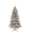 Puleo 6.5ft Pre-lit Flocked Bennington Fir Tree In Green