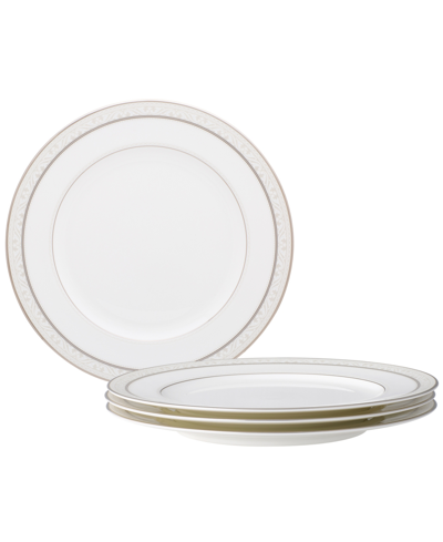 Noritake Montvale Platinum Set Of 4 Dinner Plates, Service For 4 In White