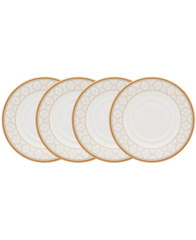 Noritake Noble Pearl Set Of 4 Saucers, 6" In White And Gold