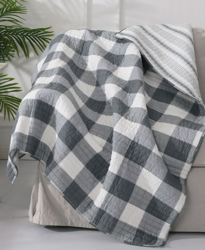 Levtex Camden Buffalo Check Reversible Quilted Throw In Gray