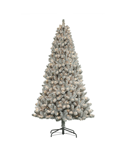 Puleo 6' Pre-lit Flocked Virginia Pine Tree With 250 Underwriters Laboratories Clear Incandescent Lights, In Green