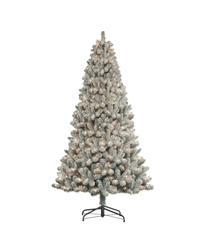 Puleo 6ft Pre-lit Flocked Vancouver Pine Tree In Green