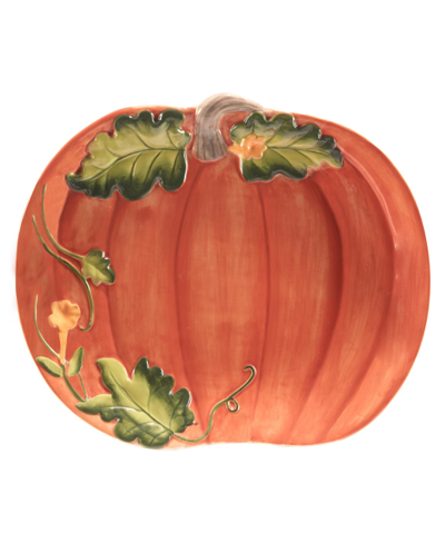 Certified International Harvest Morning Pumpkin Platter 4 Piece Set Serveware In Orange
