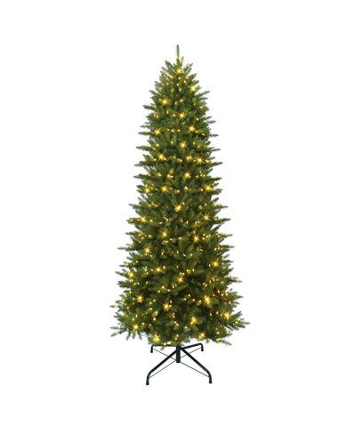 Puleo 10' Pre-lit Slim Fraser Fir Tree With 800 Color Select Led Lights, 2557 Tips In Green