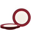 Noritake Colorwave Curve Set Of 4 Salad Plates, 8-1/2" In Raspberry