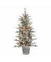 PULEO 4.5' PRE-LIT FLOCKED TREE WITH 100 UNDERWRITERS LABORATORIES CLEAR INCANDESCENT LIGHTS, 638 TIPS