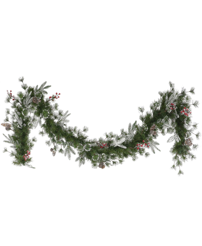 Puleo 110" Decorated Garland With Pine Cones Berries, 220 Tips In Green