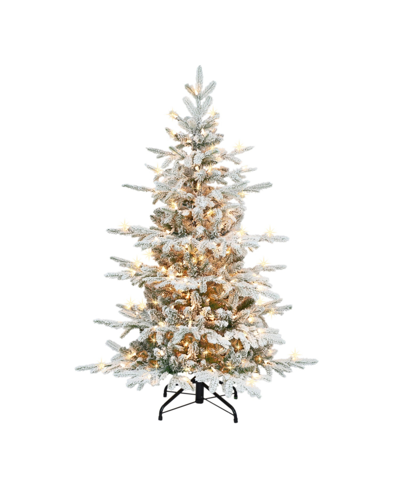 Puleo 4.5' Pre-lit Flocked Utah Fir Tree With 250 Underwriters Laboratories Clear Incandescent Lights, 699 In Green
