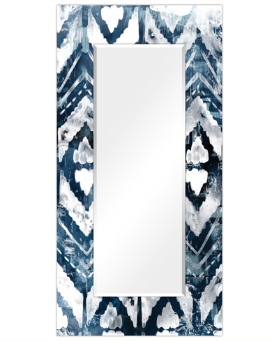 Empire Art Direct 'extraction' Rectangular On Free Floating Printed Tempered Art Glass Beveled Mirror, 72" X 36" In Indigo/white