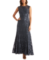 R & M Richards Plus Size Sequin Lace Gown In Charcoal