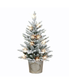 Puleo 3' B/o Potted Flocked Tree With 50 Warm White Led Light, 458 Tips In Green