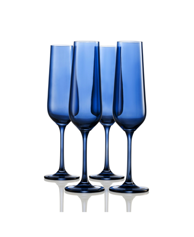 Godinger Sheer Champagne Flutes, Set Of 4 In Navy