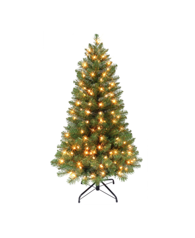 Puleo 4.5' Pre-lit Virginia Pine Tree With 200 Underwriters Laboratories Clear Incandescent Lights, 316 Ti In Green