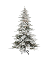 PULEO 6.5' PRE-LIT FLOCKED UTAH FIR TREE WITH 350 UNDERWRITERS LABORATORIES CLEAR INCANDESCENT LIGHTS, 156