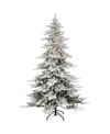 Puleo 6.5ft Pre-lit Flocked Union Fir Tree In Green