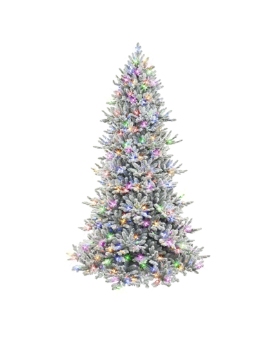 Puleo 7.5' Pre-lit Flocked Royal Majestic Douglas Fir Downswept Tree With 700 Color Select Led Lights, 186 In Green