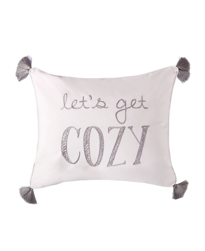 Levtex Camden Let's Get Cozy Tassel Trim Decorative Pillow, 16" X 20" In White