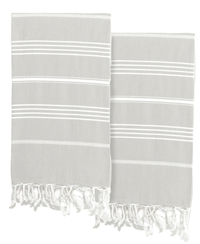 Linum Home Textiles Lucky Pestemal Pack Of 2 100% Turkish Cotton Beach Towel In Gray