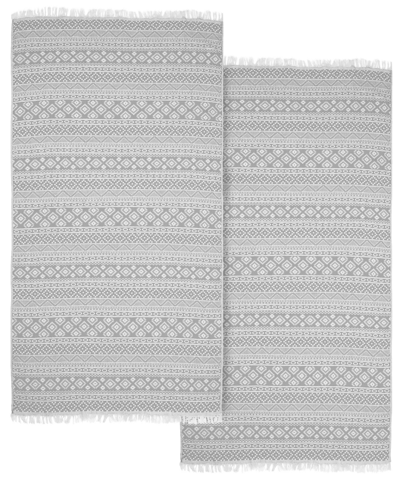 Linum Home Textiles Sea Breeze Pestemal Pack Of 2 100% Turkish Cotton Beach Towel In Gray
