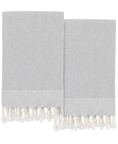 Linum Home Textiles Fun In Paradise Pestemal Pack Of 2 100% Turkish Cotton Beach Towel In Gray