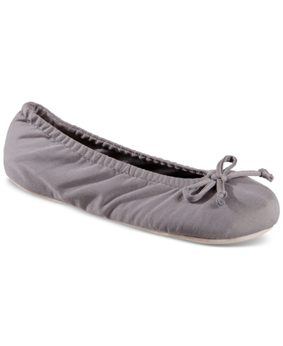 Isotoner Signature Women's Satin Ballerina Slippers In Ash