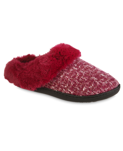 Isotoner Signature Women's Sweater Knit Samantha Hoodback Slippers In Wild Rose