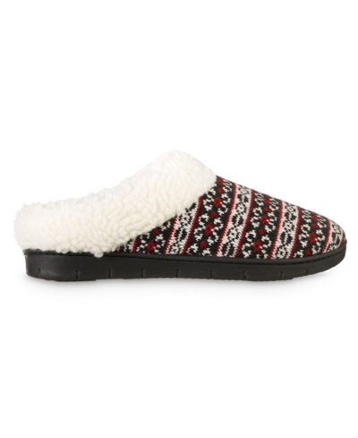 Isotoner Signature Women's Fairisle Knit Braelyn Hoodback Slippers In Black