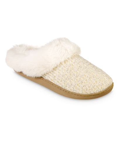 Isotoner Signature Women's Sweater Knit Samantha Hoodback Slippers In White