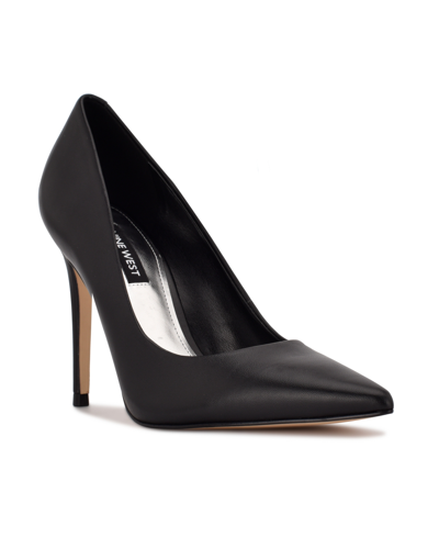 Nine West Women's Fresh Stiletto Pointy Toe Dress Pumps Women's Shoes In Black Leather