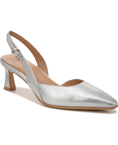 Naturalizer Felicia Womens Leather Slingback Pumps In Silver Metallic Leather