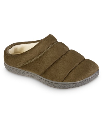Isotoner Signature Women's Microsuede Puffer Comfort Hoodback Slippers In Olive Coast