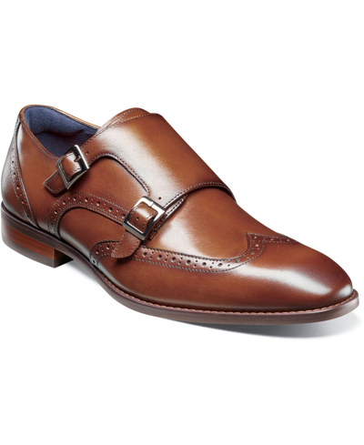 Stacy Adams Men's Karson Wingtip Double-monk Strap Dress Shoe In Brown