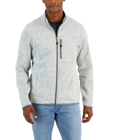 Club Room Men's Full-zip Fleece Sweater, Created For Macy's In Bare Silver