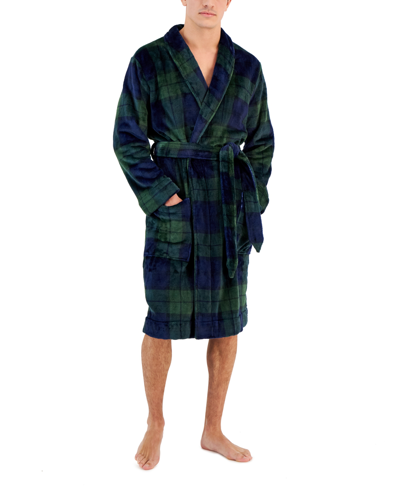 Club Room Men's Plush Pajama Robe, Created For Macy's In Navy Hunter