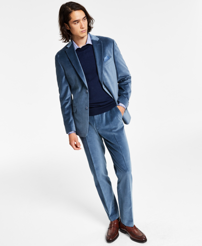 Alfani Men's Slim-fit Solid Velvet Blazer, Created For Macy's In Blue