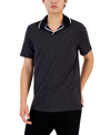 Alfani Men's Johnny Collar Polo, Created For Macy's In Deep Black