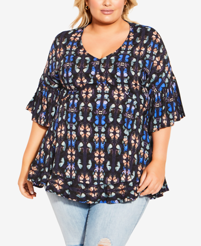 Avenue Plus Size Malabar Tunic Top In Butterfly Pair