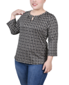Ny Collection Petites Womens Grommet Embellished Blouse In Black Gold Harlie