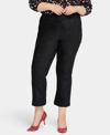 Nydj Pull-on Ankle Slim Bootcut Faux Suede Pants In Black