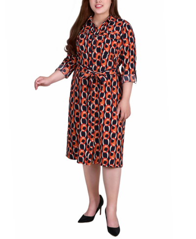 NY COLLECTION PLUS SIZE PRINTED SHIRT DRESS