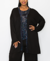COIN PLUS SIZE SEQUIN CONTRAST CARDIGAN SWEATER