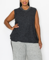COIN PLUS SIZE COZY SHELL TANK TOP WITH GUNMETAL