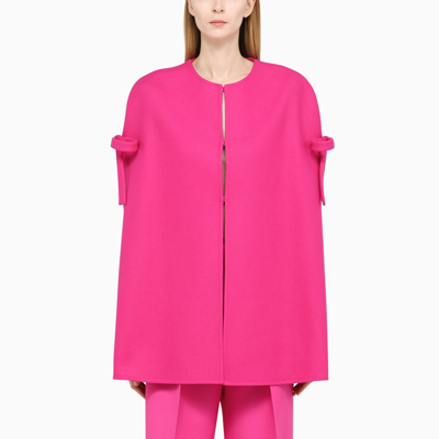 Valentino Bow-embellished Wool-blend Cape In Pink