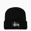 Stussy Embroidered-logo Ribbed Beanie In Black