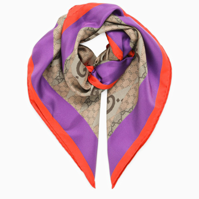 Gucci Camel/purple Silk Scarf