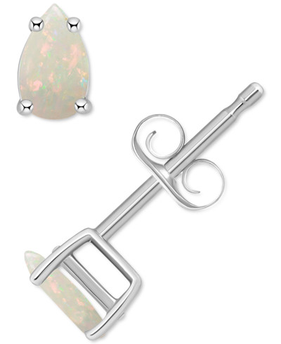 Macy's Opal Pear Stud Earrings (1/4 Ct. T.w.) In 14k Gold In White Gold