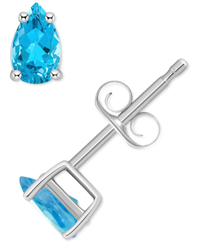 MACY'S BLUE TOPAZ PEAR STUD EARRINGS (1/2 CT. T.W.) IN 14K GOLD