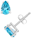 Macy's Blue Topaz Pear Stud Earrings (1/2 Ct. T.w.) In 14k Gold In White Gold