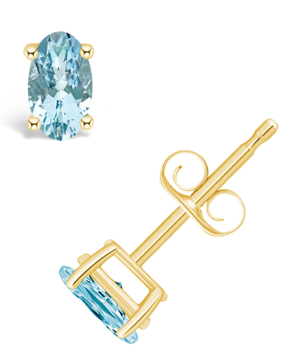 MACY'S AQUAMARINE (3/8 CT. T.W.) STUD EARRINGS IN 14K WHITE GOLD OR 14K YELLOW GOLD